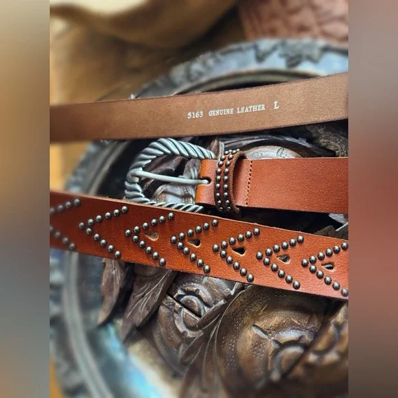 Studded Western Belt Statement Buckle Boho NWT - Picture 8 of 9